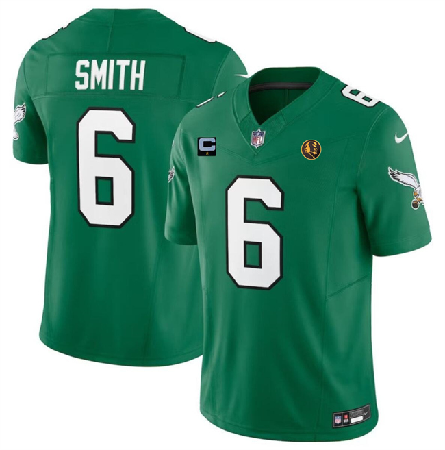 Men's Philadelphia Eagles #6 DeVonta Smith Green 2023 F.U.S.E. With 1-star C Patch And John Madden Patch Vapor Limited Football Stitched Jersey